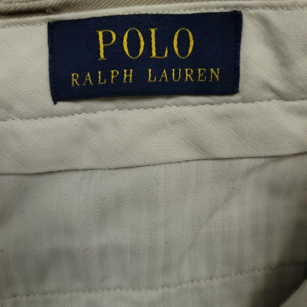 Polo Ralph Lauren Mens 36x30‎ Chino Pants Tan Beige Cotton Flat Front EUC